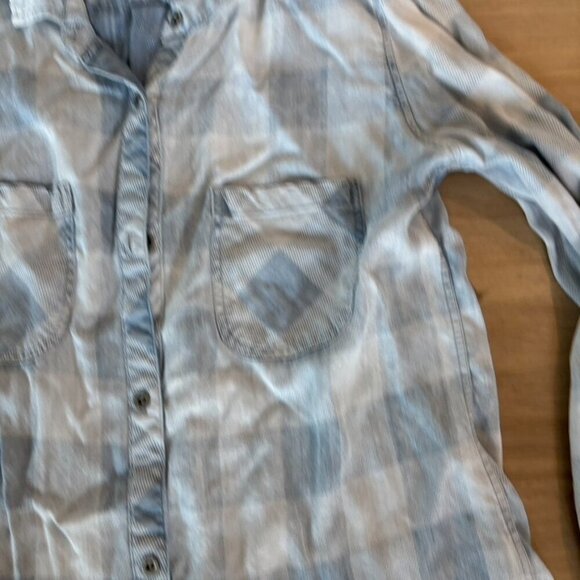 Rails Blue Plaid Button Down Shirt Western Tencel Denim Medium - Picture 6 of 8